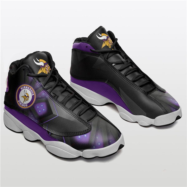 Women's Minnesota Vikings AJ13 Series High Top Leather Sneakers 002